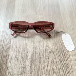 otra kai clear brown narrow rectangular retro y2k frame sunglasses eyewear NEW